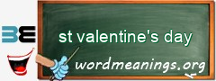 WordMeaning blackboard for st valentine's day